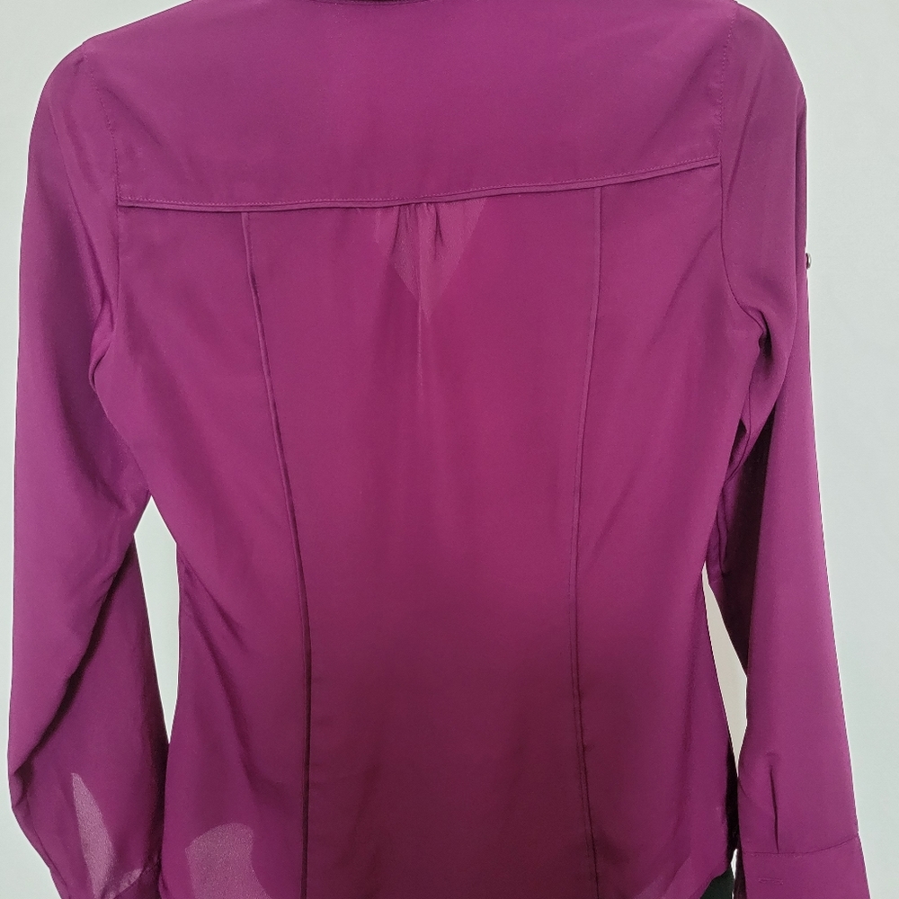 Magenta button down blouse - Picture 3 of 8